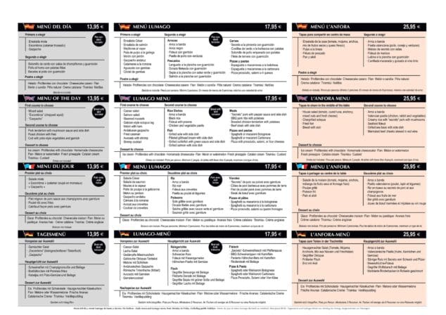 Menus Restaurante Lanfora