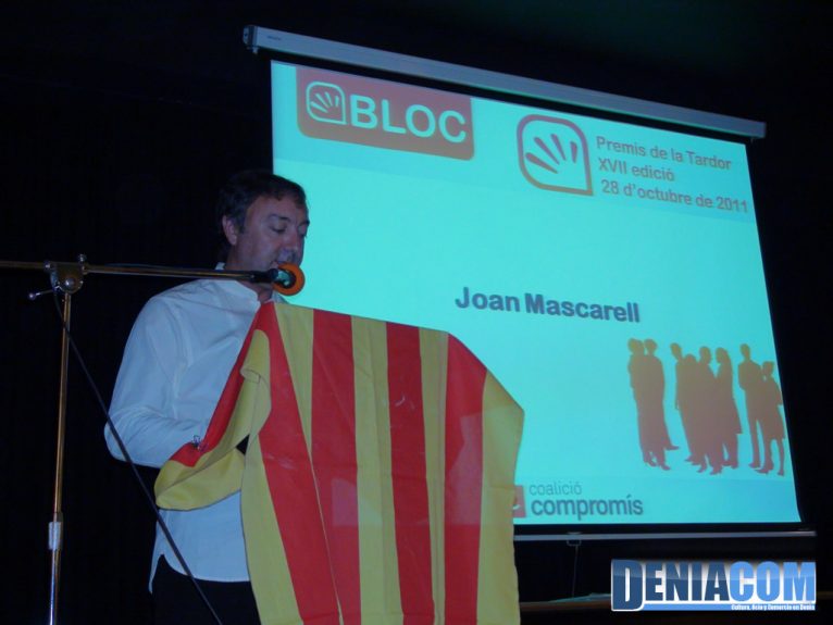 Joan Mascarell presenta els Premis de la Tardor del BLOC de Dénia