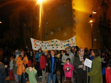 Pancarta del Colegio Montgó en la concentración pro educación pública en Dénia