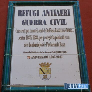 Placa del túnel del castillo de Dénia