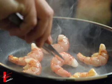 Cocinando la gamba roja de Dénia