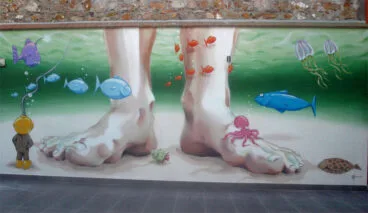 Urbanizarte Wandbild an der Calle de Dénia sandunga