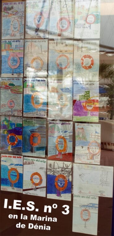 Obras realizadas por los alumnos del IES Número 3 en el Mes del Arte de Marina de Dénia y Adama