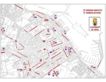 Plano de parkings en Dénia verano 2012