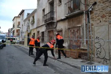 Temporal de viento en Dénia – Derrumbe de una fachada en la Calle Sandunga