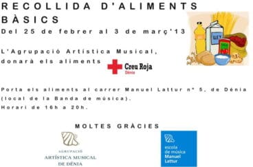 Recollida d'aliments en l'Agrupació Artística Musical de Dénia