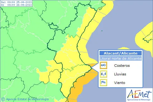 Alerta amarilla el jueves 25 de abril en Dénia