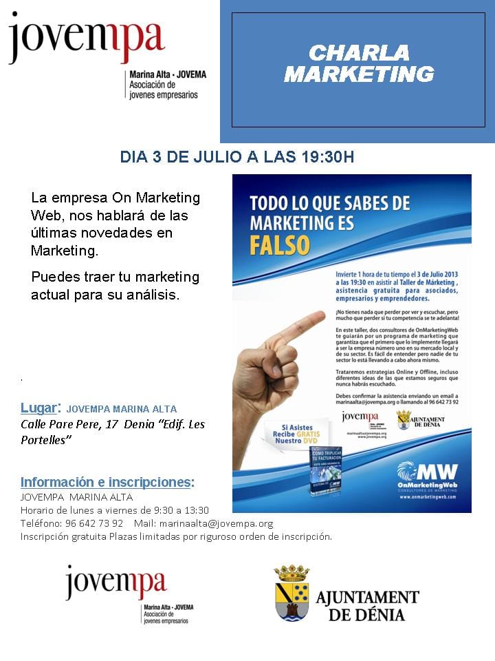 Jovema organiza una charla sobre marketing a cargo de On Marketing Web 1 Charla On Marketing Web en JOVEMA