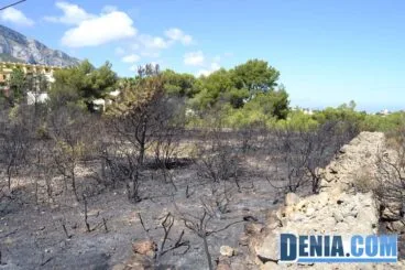 Incendio en el Parque Natural del Montgó