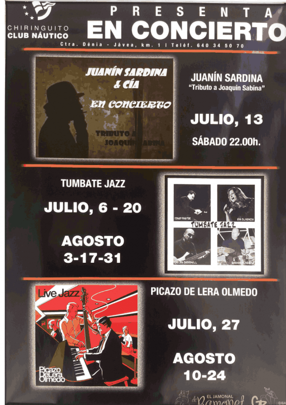 Programa Conciertos El Jamonal de Ramonet en Club Náutico Dénia