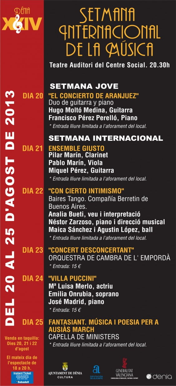 Programa Semana Internacional de la Música de Dénia