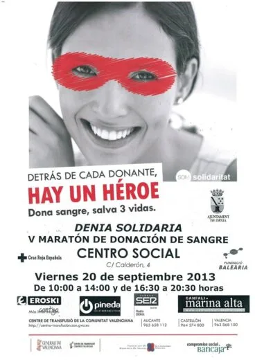Cartel del maratón de donación de sangre de Dénia