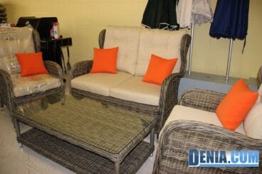 Mobel Sol Dénia, muebles de exterior conjunto de sofá, mesa y sillones para terraza o jardín