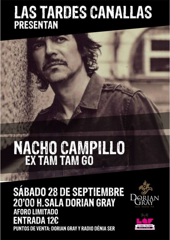 Nacho Campillo en concierto el próximo sábado 28 de septiembre a las 20.00 horas en Dorian Gray