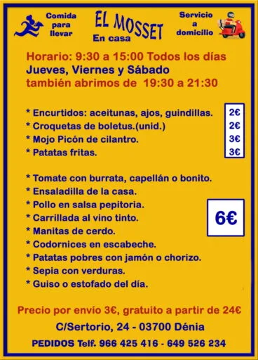 Carta para llevar El Mosset