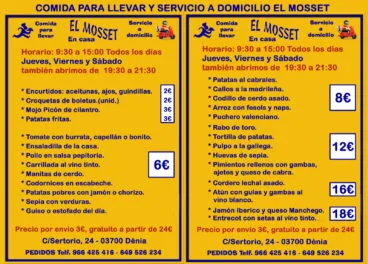 Comida para llevar y a domicilio en El Mosset