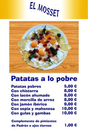 Patatas a lo pobre en El Mosset