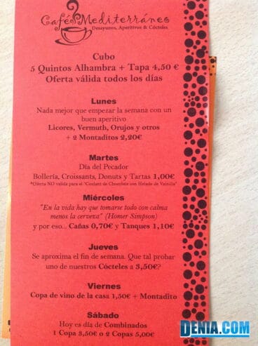 Café Mediterráneo, carta de lunes a domingo ofertas especiales