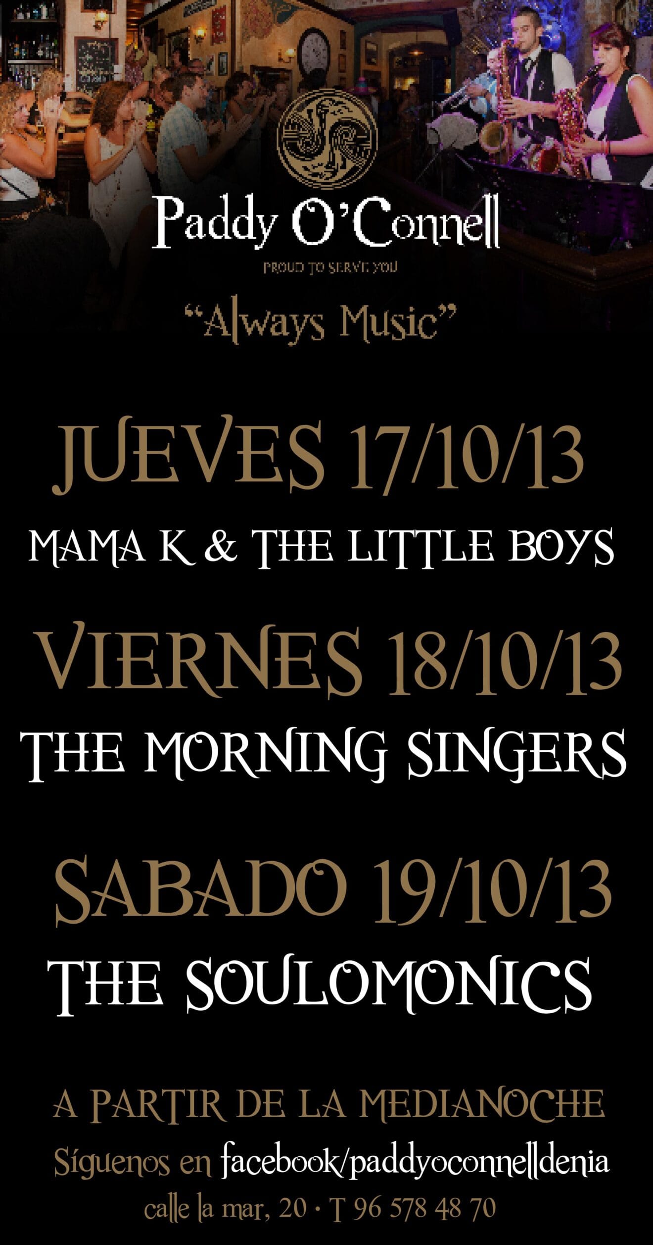 Fin de semana de conciertos Dénia Paddy O'Connell