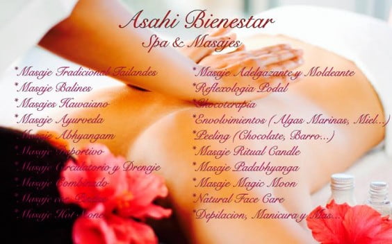 Listado de masajes Asahi Bienestar