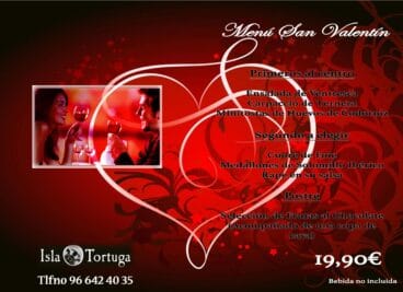 Menú especial de San Valentín Restaurante temático Isla Tortuga Dénia