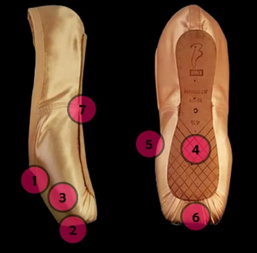 ¿Cómo elegir la zapatilla de ballet perfecta? 2 Anatomía de la zapatilla de ballet