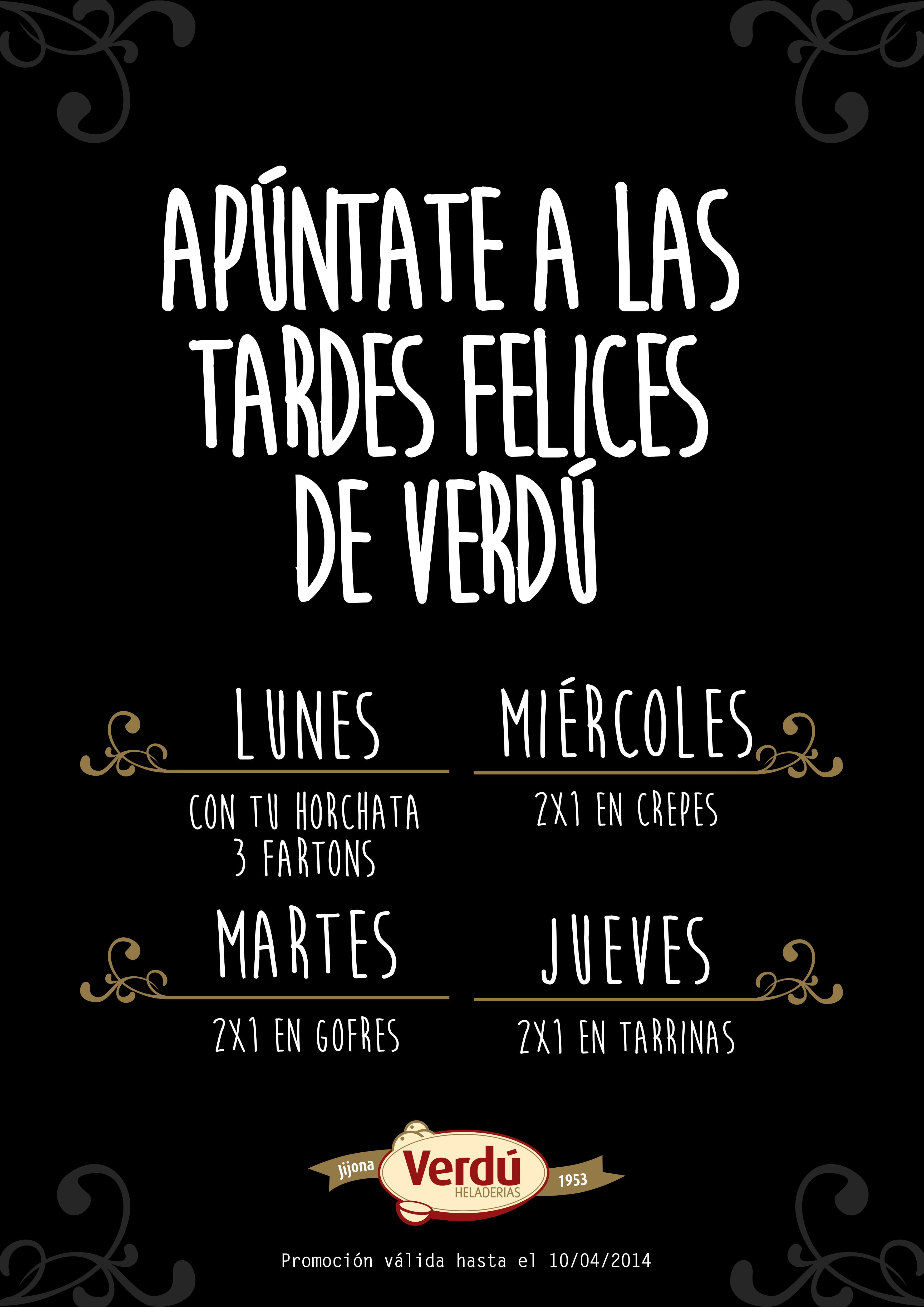 Diurética y con vitaminas, beneficios de la horchata - esta tarde, disfrutala con un fartó gratis en Heladería Verdú 1 Tardes Felices de Heladería Verdú