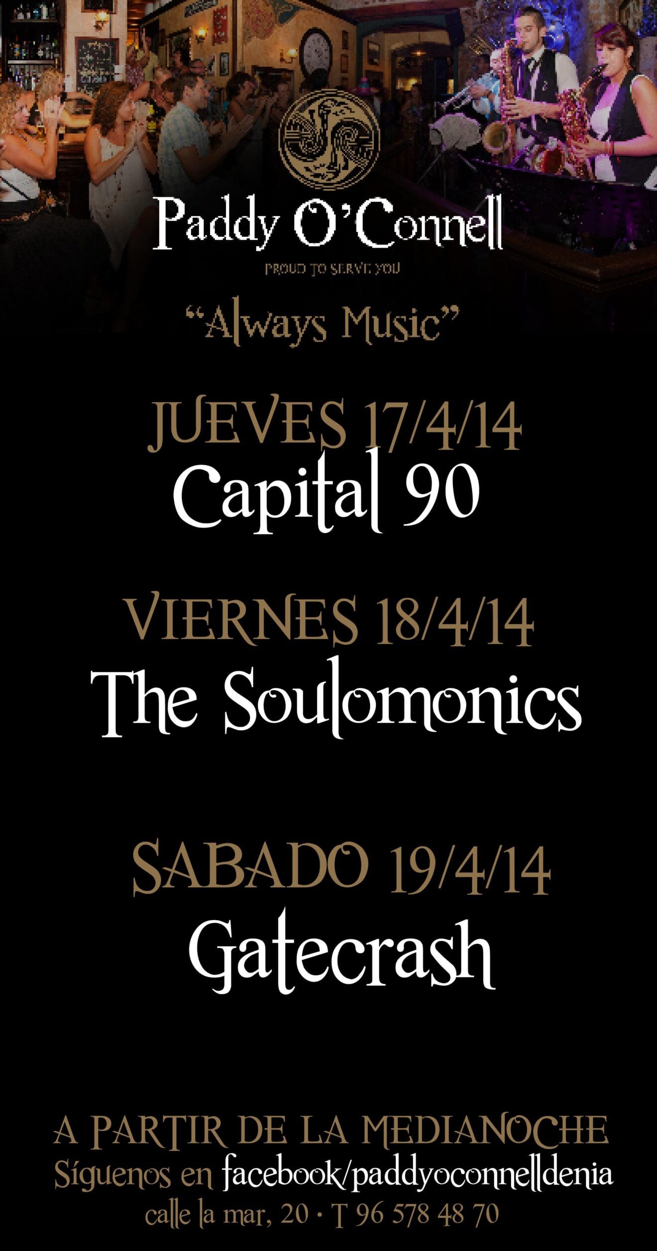 Agenda Paddy O'Connell, 17, 18 y 19 de abril