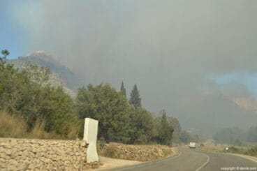 Humo del incendio del Montgó desde la carretera de Jesús Pobre