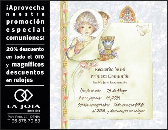 Joyería La Joia, promoción comuniones Dénia
