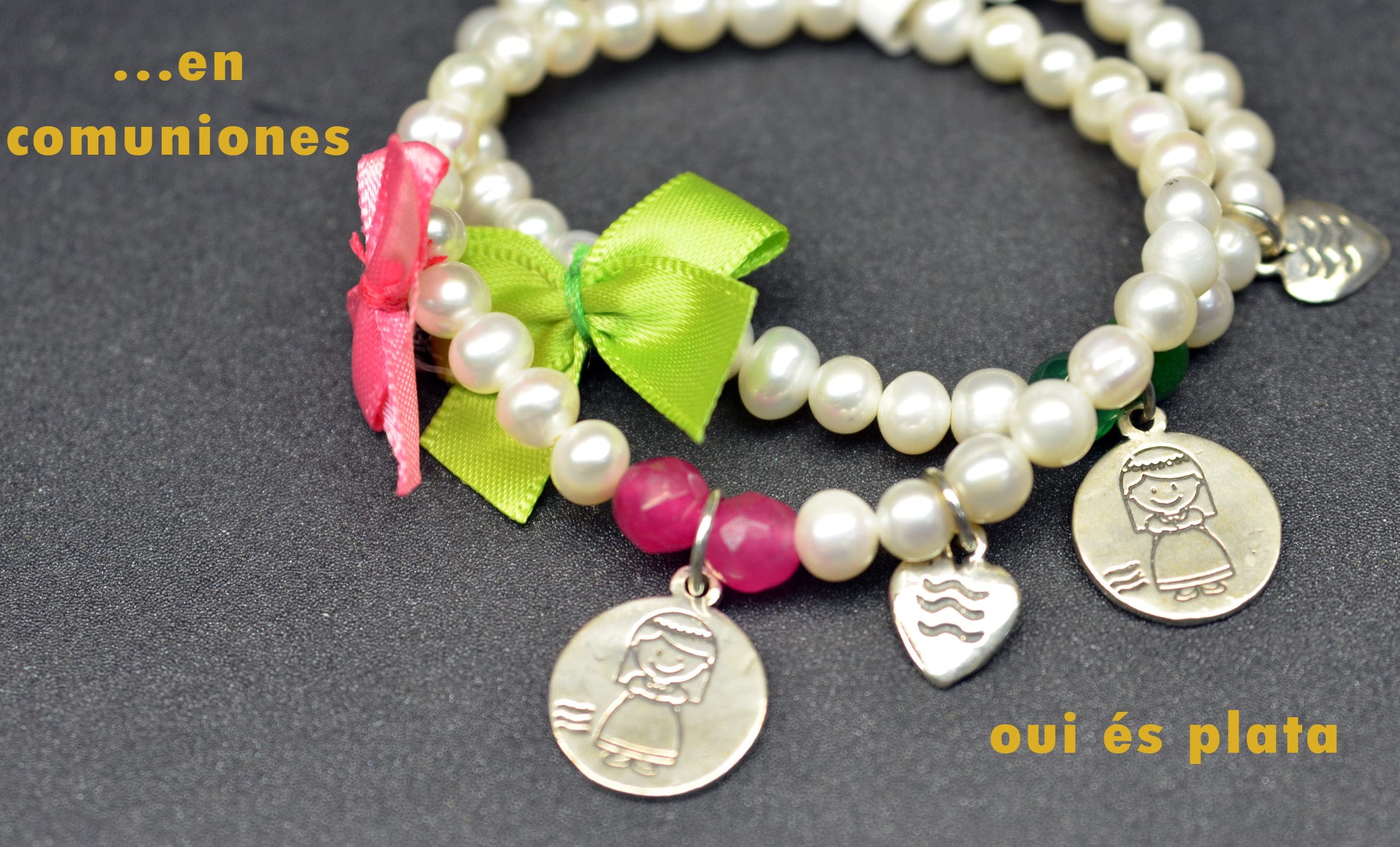 Pulseras especial comuniones Oui es plata dénia