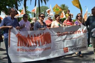 Representantes de BLOC Comrpomís en la manifestación del Día del Trabajo en Dénia