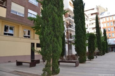 Árboles y bancos en la plaza del Convento