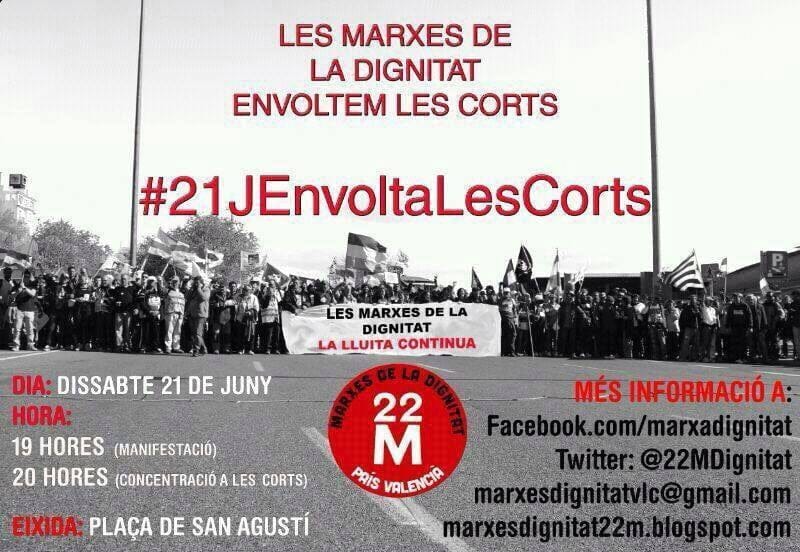 La Marina Alta participará en la manifestación #21JenvoltaLesCorts 1 Marxa de la Dignitat