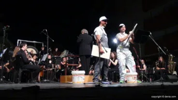 Componentes de la banda de Dénia en el concierto de la Santíssima Sang