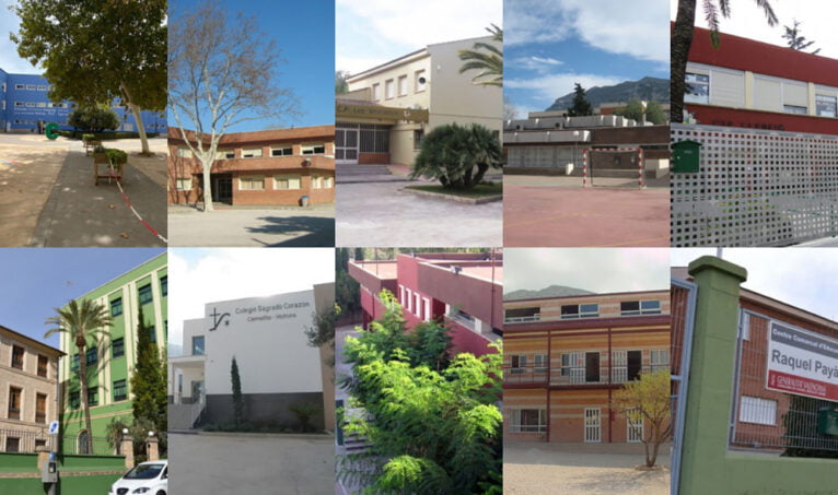 Montaje de las fachadas de colegios de Dénia