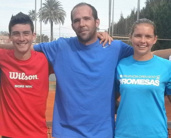 Sergi Pérez y Silvia Bordes con su entrenador