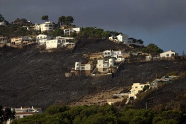 Zona de Les Rotes calcinada por el fuego