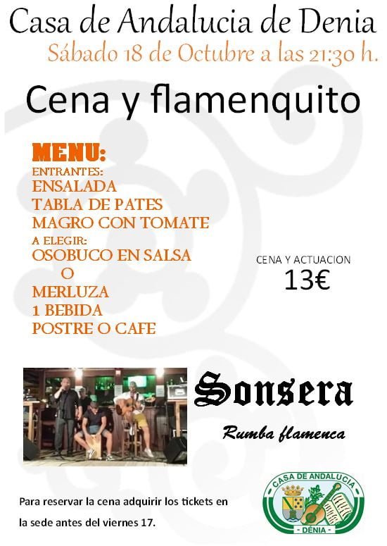 Cena y flamenco en la Casa de Andalucía