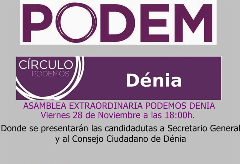 Asamblea Extraordinaria de Podemos Dénia 2 Cartel Asamblea Extraordinaria de Podemos Dénia