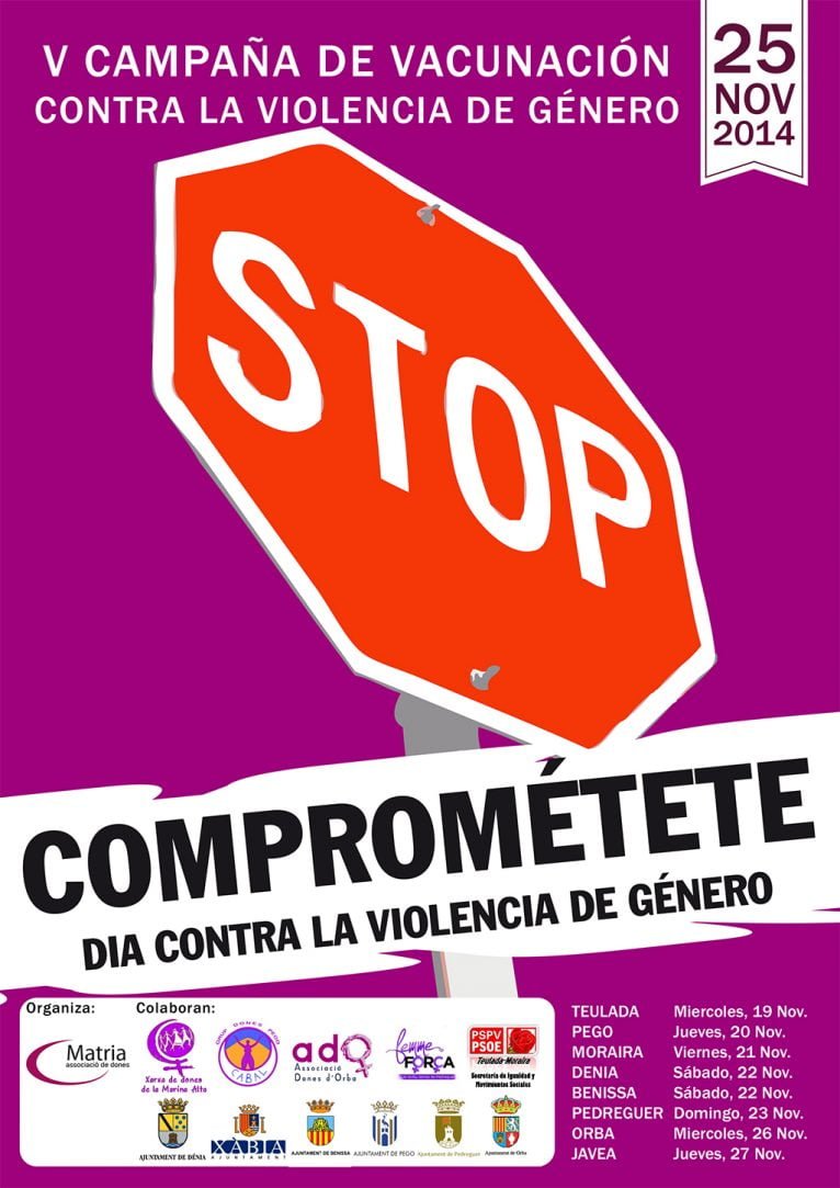 V poster vaccination campaign against gender violence