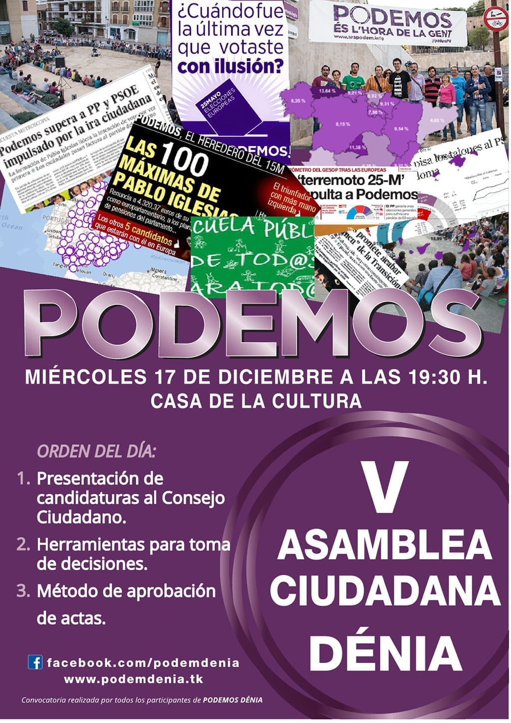 V Asamblea Ciudadanos Podemos Dénia 2 Cartel V Asamblea Podemos Dénia