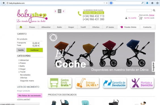 Página web de baby Shop