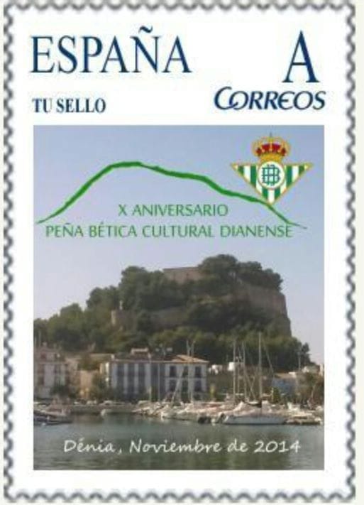La peña bética crea el primer sello de correos con la imagen de Dénia 1 Sello Peña Bética Dénia