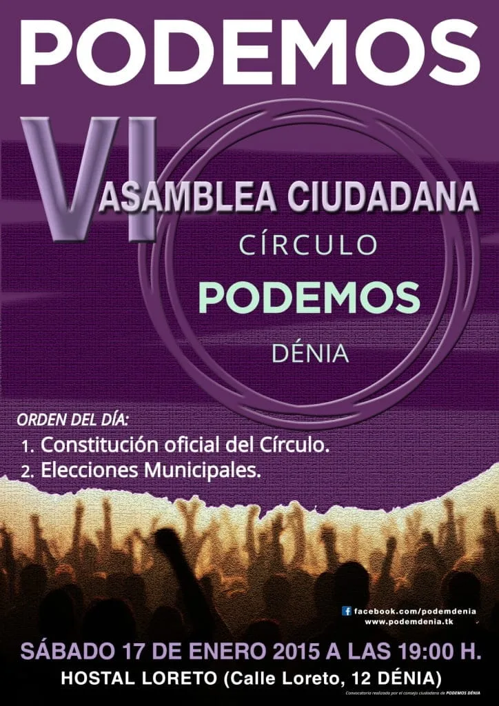 Podem Dénia marcará su estrategia para las municipales 2 Cartel Asamblea Podem Dénia
