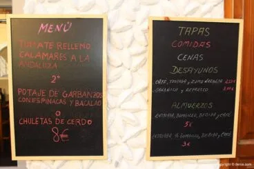 Menús, desayunos y almuerzos