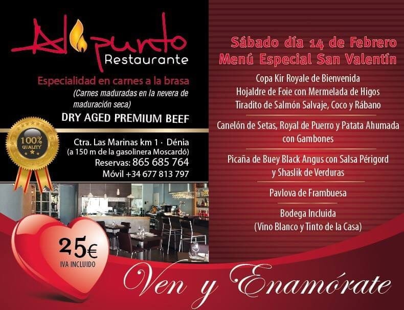 Menú San Valentín Rte Al Punto
