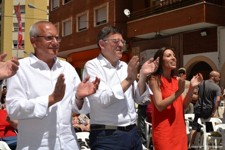 Mitin PSOE Dénia - Vicent Grimalt Ximo Puig y Rosa Mustafa