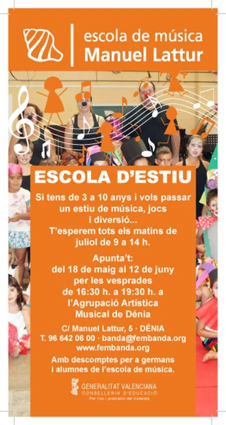La Escuela de Música Manuel Lattur abre el periodo de matrícula para el curso de verano 1 Escola d'estiu Manuel Lattur