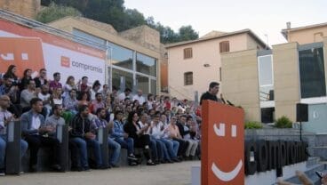 Josep Nadal en el mitin de Compromís en Dénia